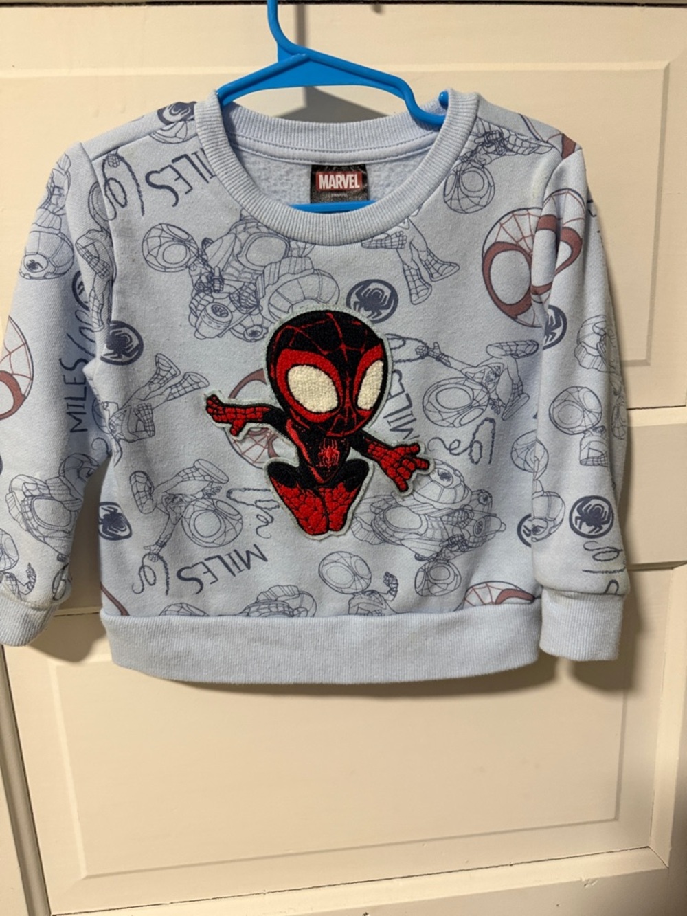 Marvel Light Blue Miles Morales Spider-Man Pullover Sweatshirt